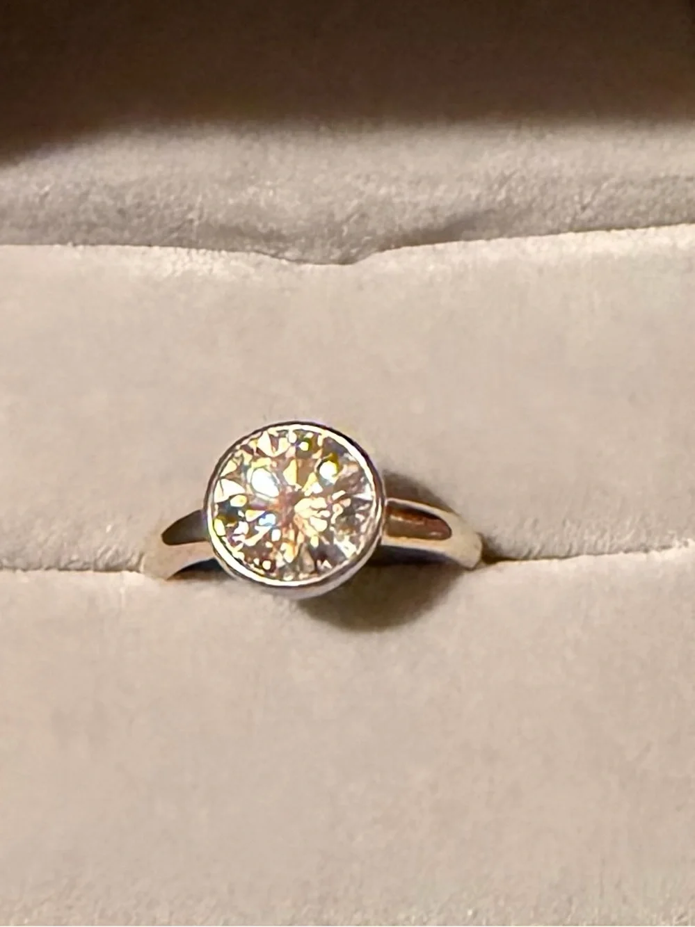 3ct Bezel Set Moissanite Ring - Picture 1 of 4